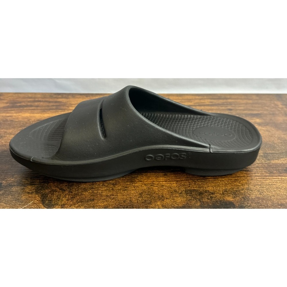 OOFOS OOahh Recovery Slides Matte Black Slip On Sandals Women's 9 Men's 7 EU 40 - Picture 2 of 12